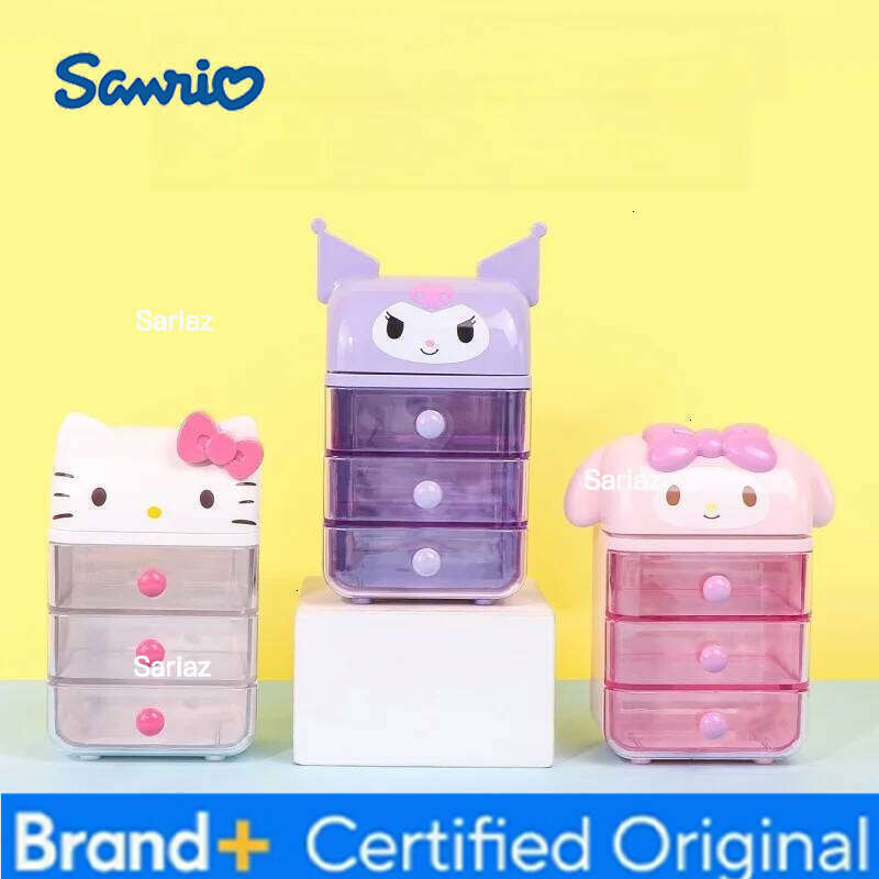 Sanrio Cute Cinnamoroll Melody Mini Dresser Jewelry Organizer Desktop Drawer Storage Box Kawaii Home Decor Birthday Gift H2601291 H2601291