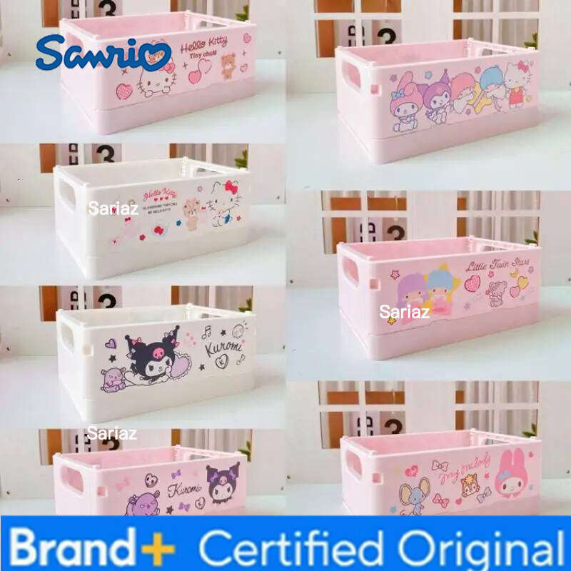 Sanrio Desk Hello Kitty Basket Chibawa Foldable Stackable Cosmetic Organizer Girl's Desktop Storage Box H260129