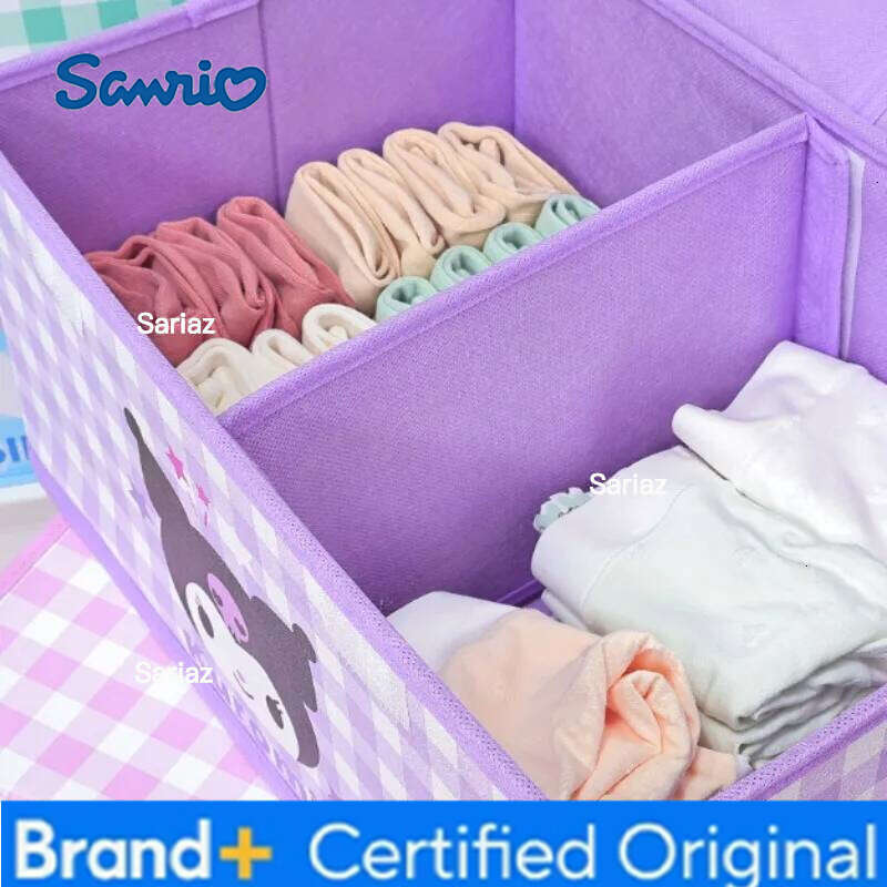 Sanrio Kawaii cartoon Hello kittykuromiMy melody dormitory underwear double-cover partition storage box wardrobe foldable H260129 H260129