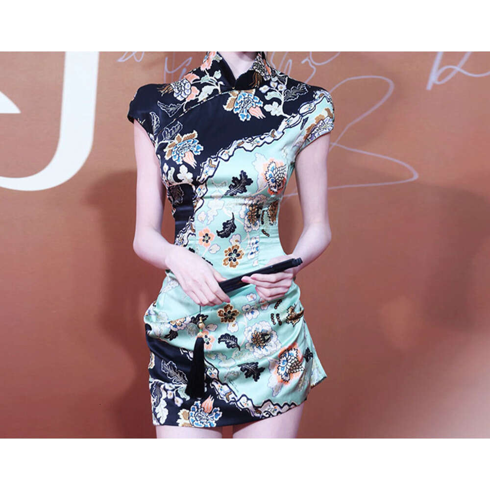 Summer Fashion Women's Clothing Yi Meng Ling Same New Chinese Style Improved Version Slim Fit Cheongsam Dress LEEGO LENS