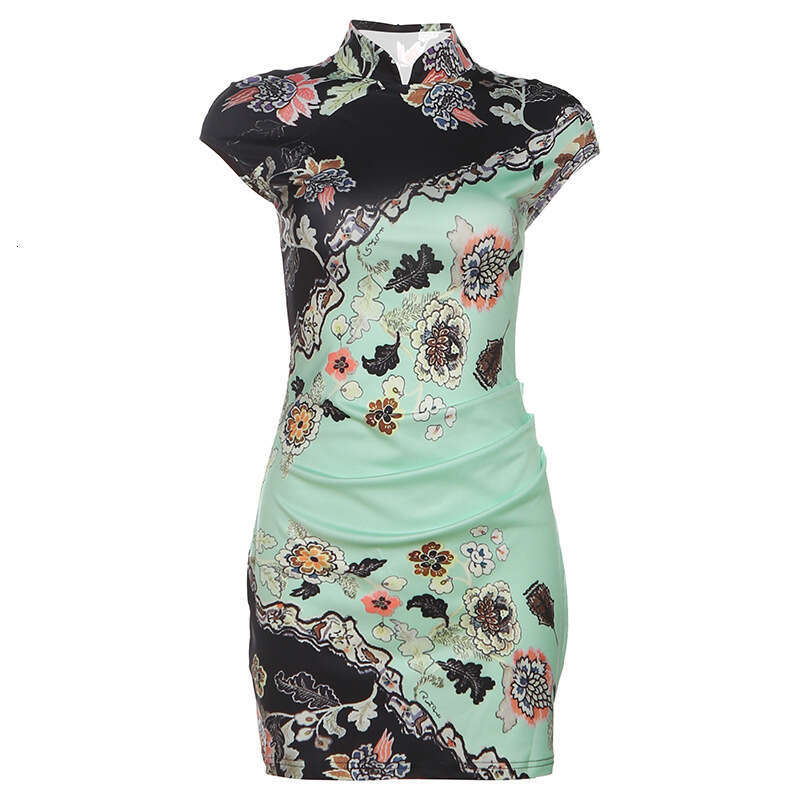 Summer Fashion Women's Clothing Yi Meng Ling Same New Chinese Style Improved Version Slim Fit Cheongsam Dress LEEGO LENS