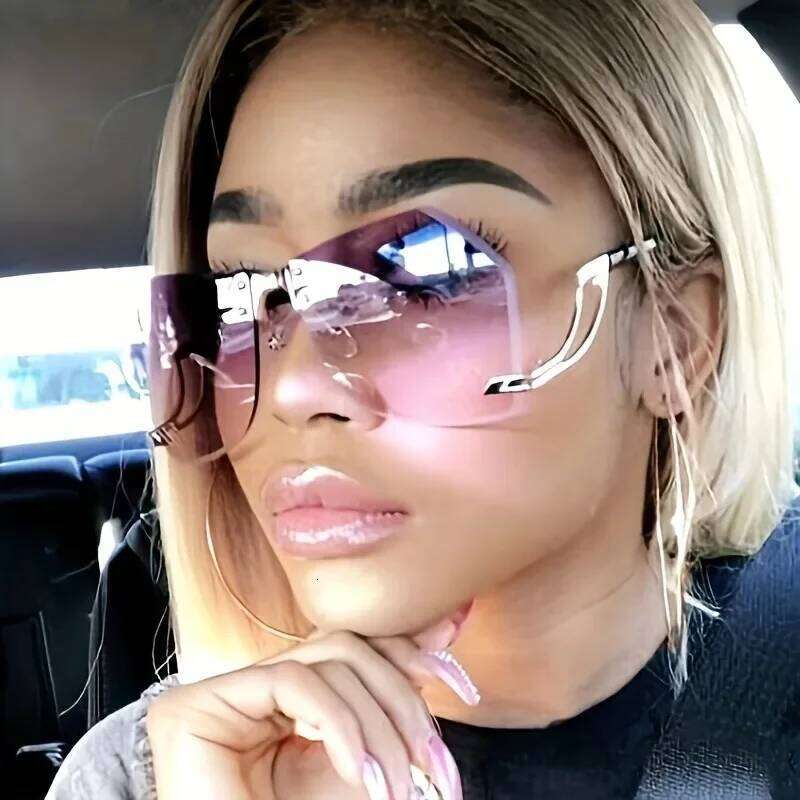 2025 New Irregular Rimless Sunglasses Women Brand Designer Alloy Frame Oversize Gradient Sun Glasses Fashion Female Clear Shades H260129
