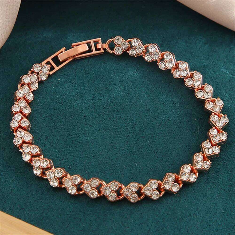Charm Delicated Crystal Heart Tennis for Women Rhinestone Paved Handmade Bracelet Wedding Anniversary Gift Jewelry H260129