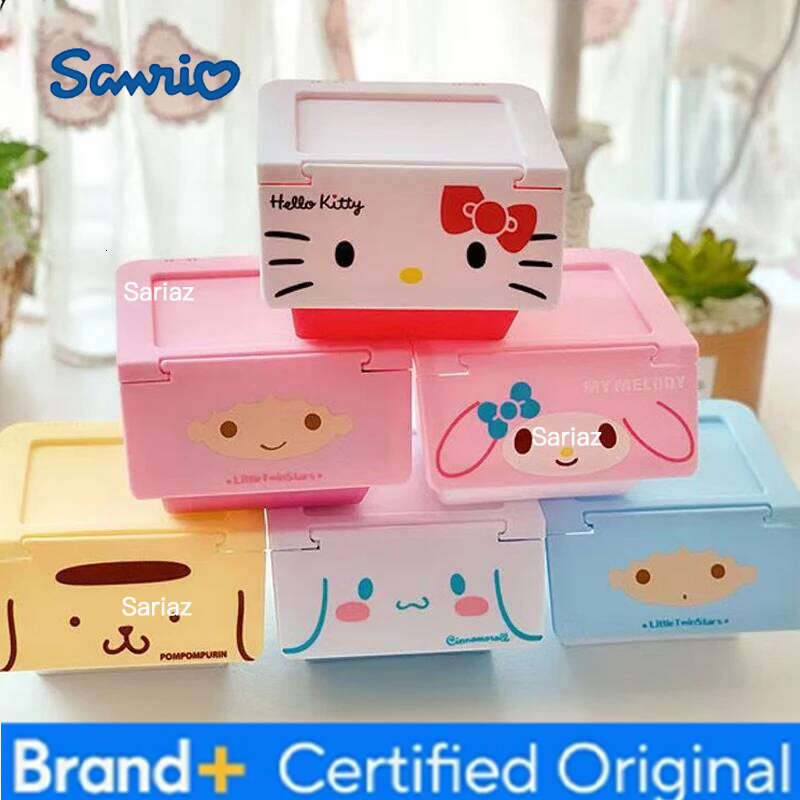 Sanrio Hello Kitty Desktop Clamshell Kuromi Melody Cinnamoroll Pochacco Jewelry Trash Storage Box Christmas Gift H260129 H260129