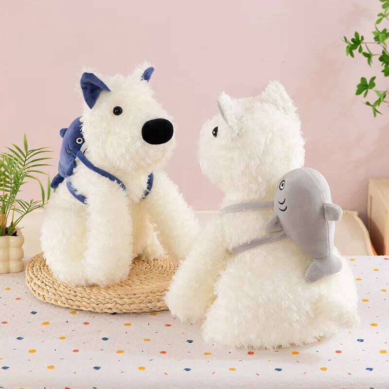 Puppy plush toy back shark West Highlands kids gift ragdoll machine redemption doll pillow Y260128