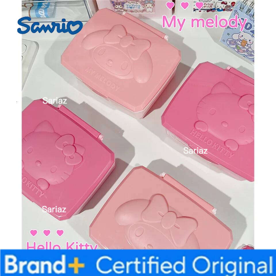 Sanrio Hello Kitty Melody Storage Box Cartoon Kt Cat Flip Cover Swabs Cotton Pads Stationery Sticker Organisation Gifts H260129 H260129