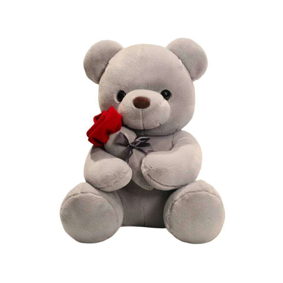 New cartoon rose teddy plush toys for girls Valentine's Day gift bear pillow Y260128