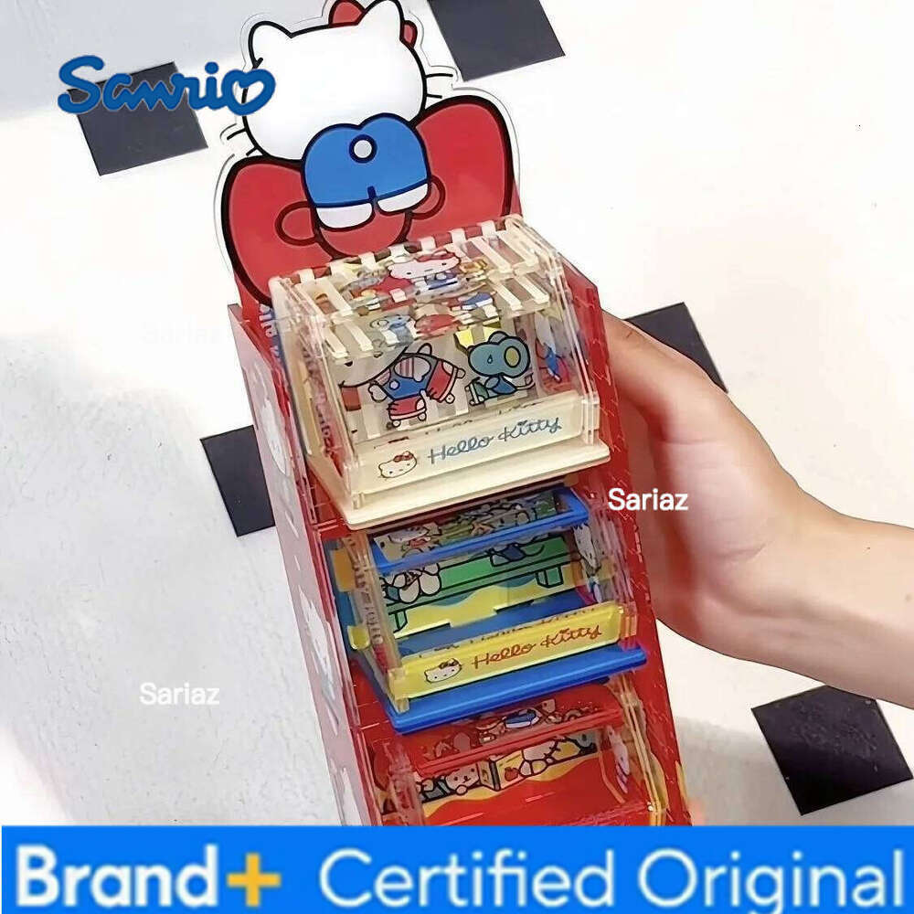 Sanrio Anime Hello Kitty DIY three-layer acrylic Kawaii desktop cosmetics jewelry flip-top box cute storage rack H260129
