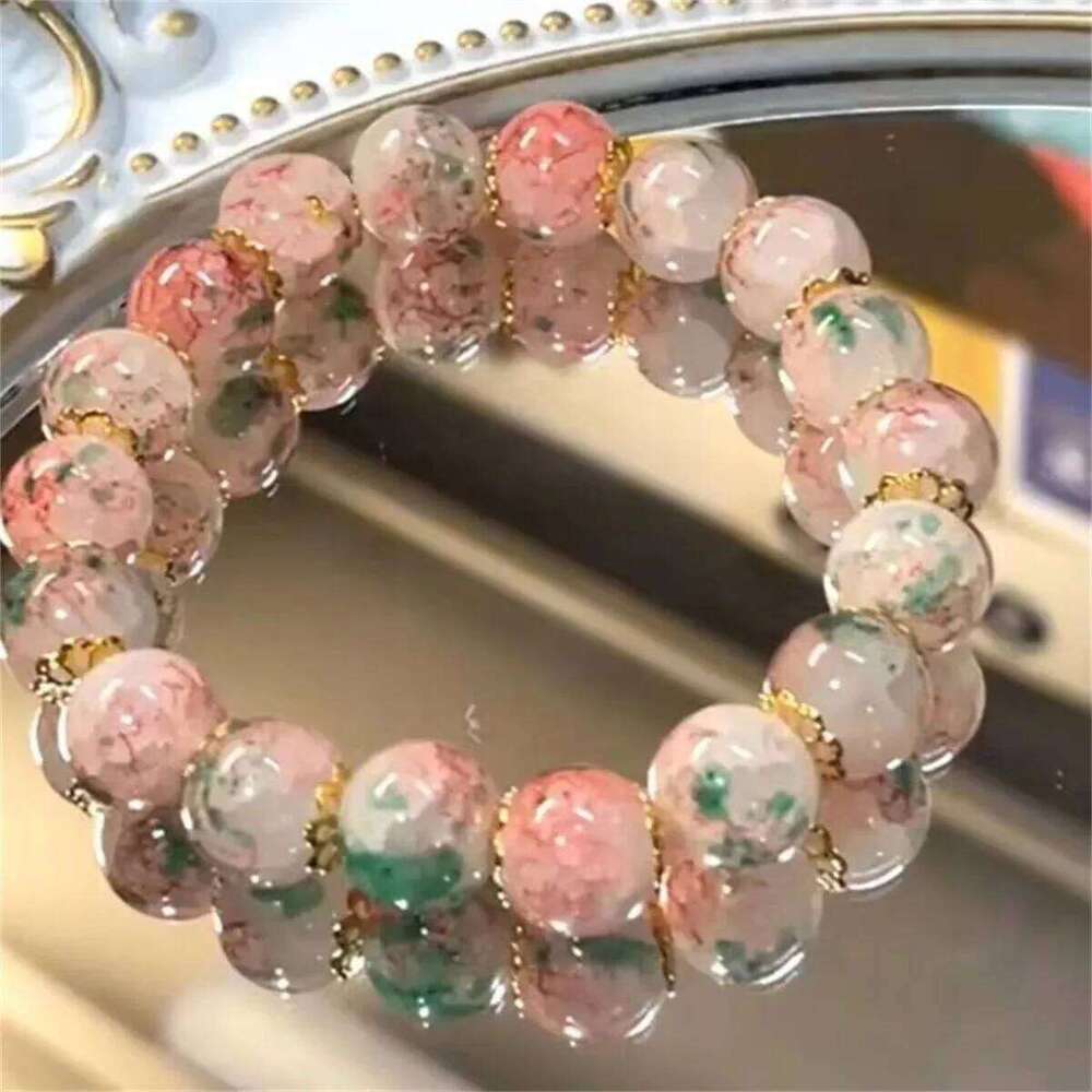 New Fashion Y2K Sweet Cherry Blossom For Women Exquisite Elegant Flower Crystal Beaded Bracelet Girl Party Jewelry Gift H260129