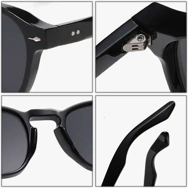 JNPCXI Retro Rivets Men Square Sunglasses Fashion Blue Green Trending Shades UV400 Women Clear Frame H260129