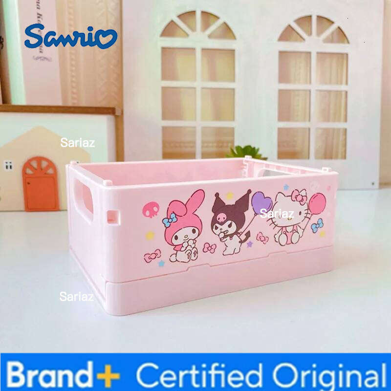 Sanrio Cute Folding Box Cartoon Hello Kitty Melody Dust Proof Cosmetics under wear Desktop Plastic Sundries Storage Case H260129