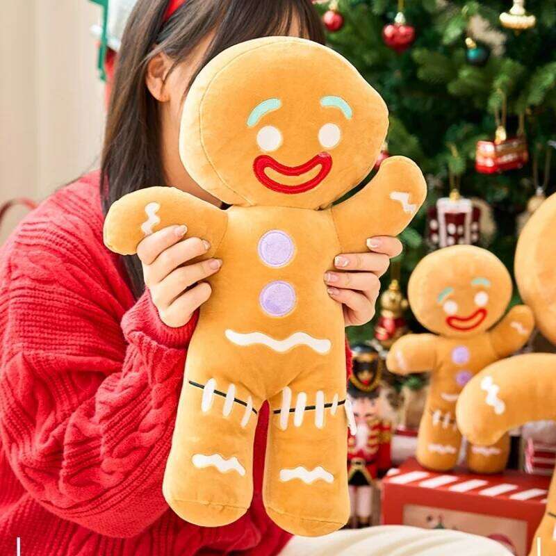 Gingerbread Plush Toys Biscuit Plushies Cookies Man Stuffed Doll Soft Sofa Cushion Dessert Pillow Christine Decor Xmas Gift Y260128