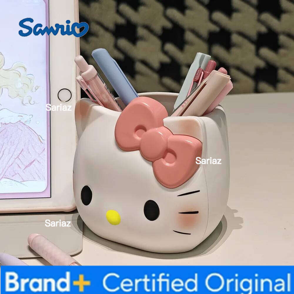 Sanrio 2026 Hello Kitty Cartoon Cute Pencil Holder Student Stationery Desktop Organizer Cosmetic Storage Box Holiday Decor Gift H260129