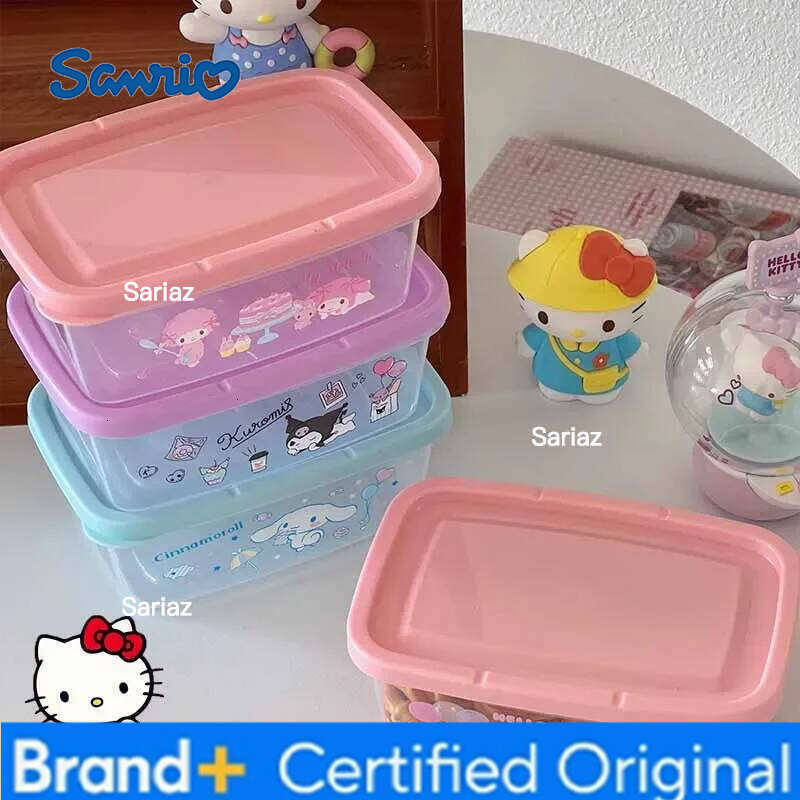 Sanrio 2Pcs/Set New Fresh-Keeping Hello Kitty Melody Sealed Quadrilateral Portable Lunch Food Classification Storage Box H260129