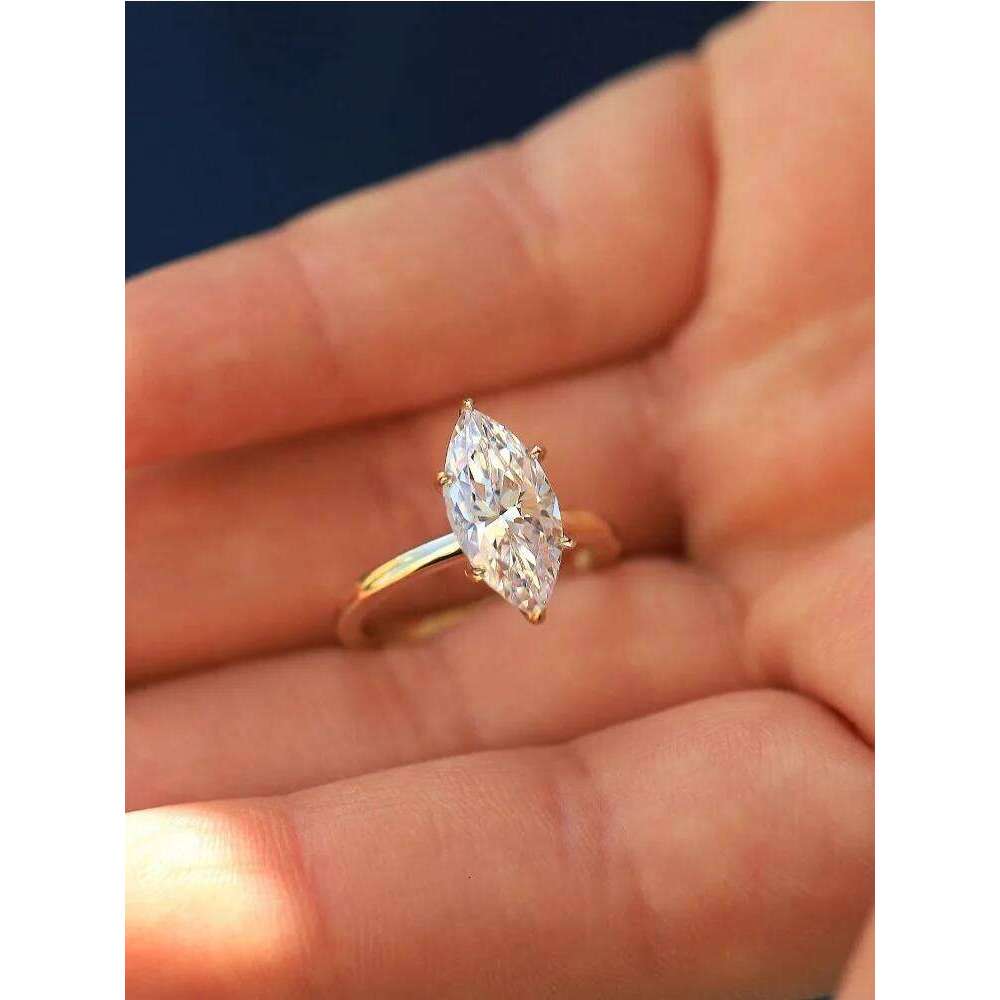 GRA Luxury Fashion 1-2CT Real Marquise Moissanite Diamond Wedding Engagement Rings for Women 925 Sterling Silver Fine Jewelry C260129