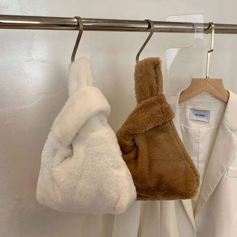 Color Fluffy Solid Furry Bag For Outdoors Good Quality Winter Plush Fur Women Handbag XJ260129