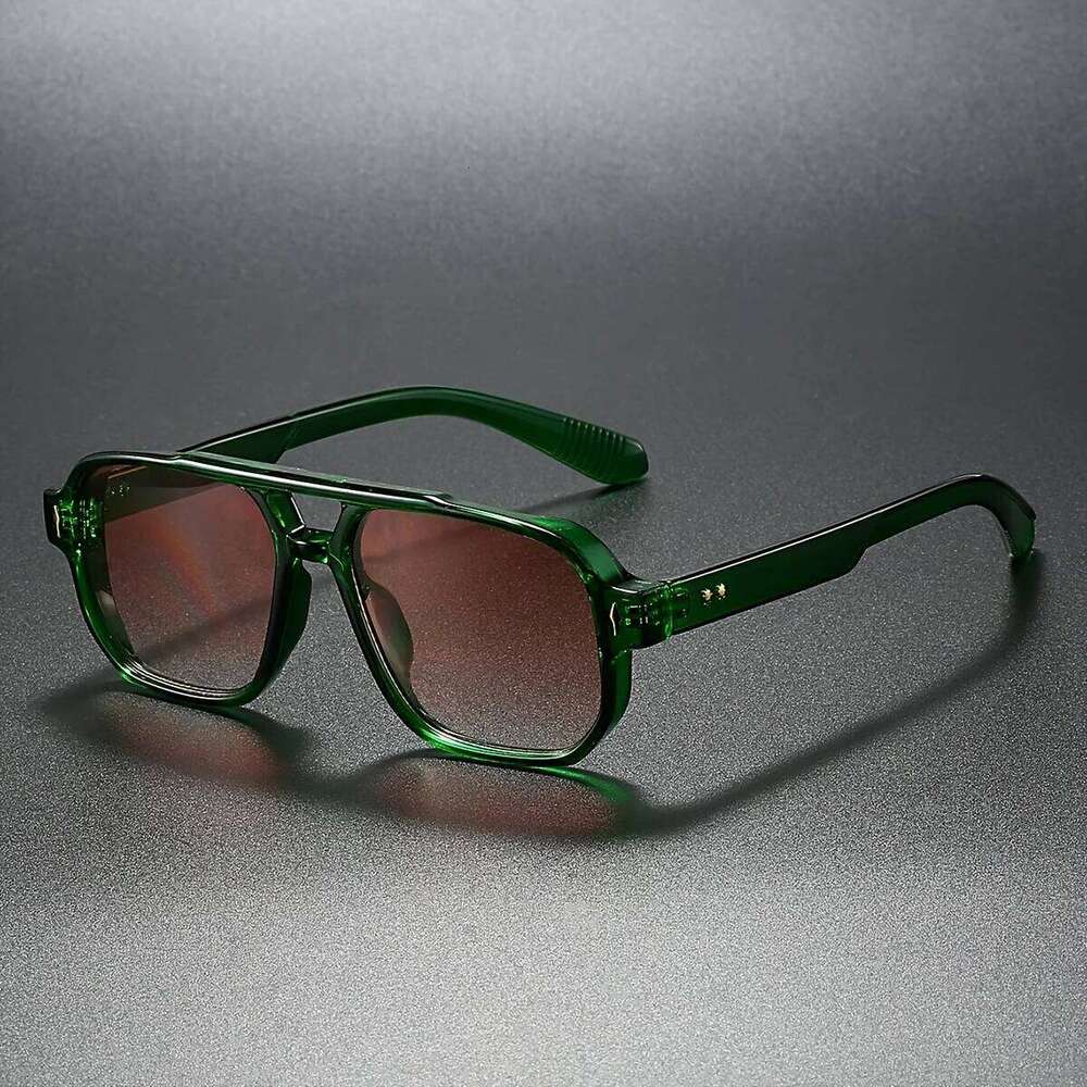 Retro Double Bridge Square Sunglasses For Women Men Fashion Luxury Design Rivets Sun Glasses Trending Shades UV400 Eyeglasse H260129