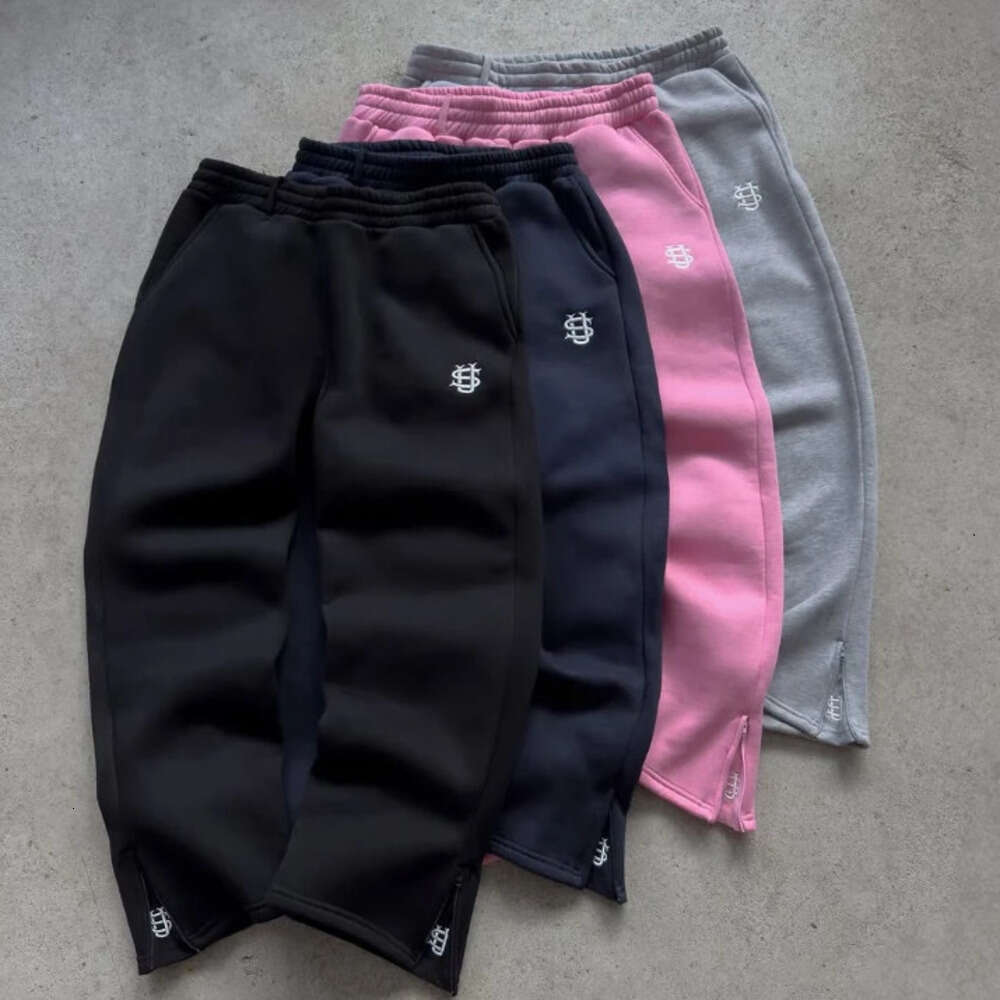 Running Printed Jogger Loose Embroidered Openings Wide outsize Pockets fashionable Couple Straight Leg Pants Men's clothing