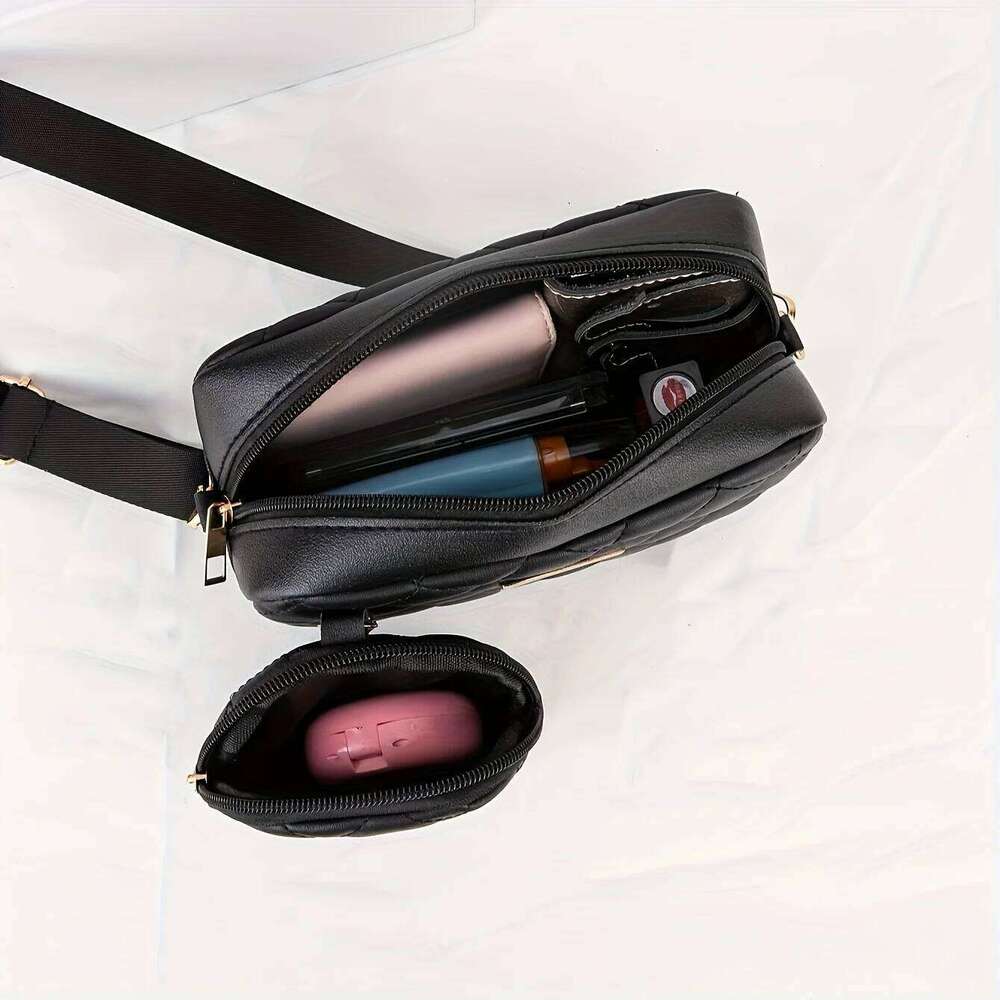 A fashionable crossbody bag set for women, featuring a coin purse, embroidery design, adjustable shoulder strap and zipper openi XJ260129