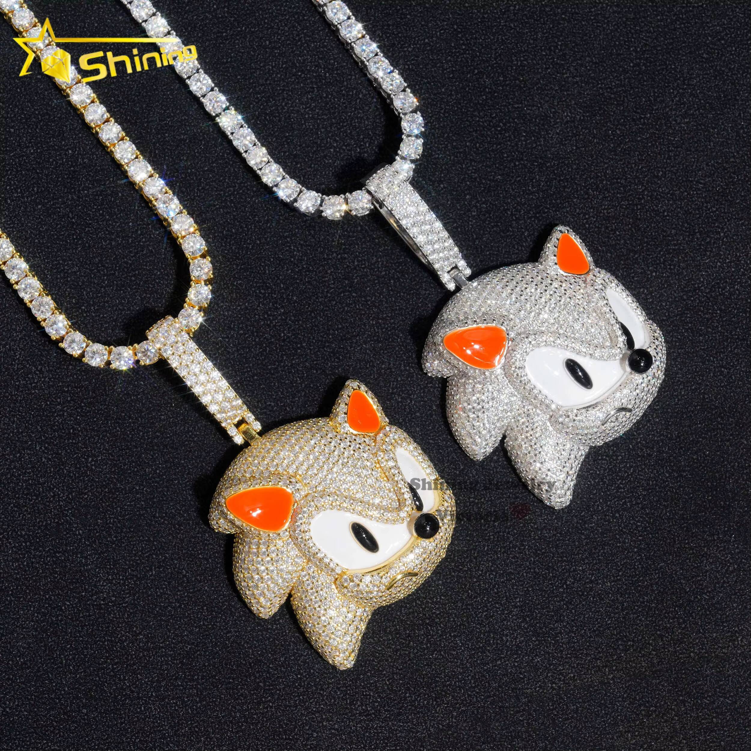 Pass Diamond Tester 25 Tall 925 Sterling Silver Iced Out Custom Sonic Pendant VVS Moissanite Diamond Pendant - view 6