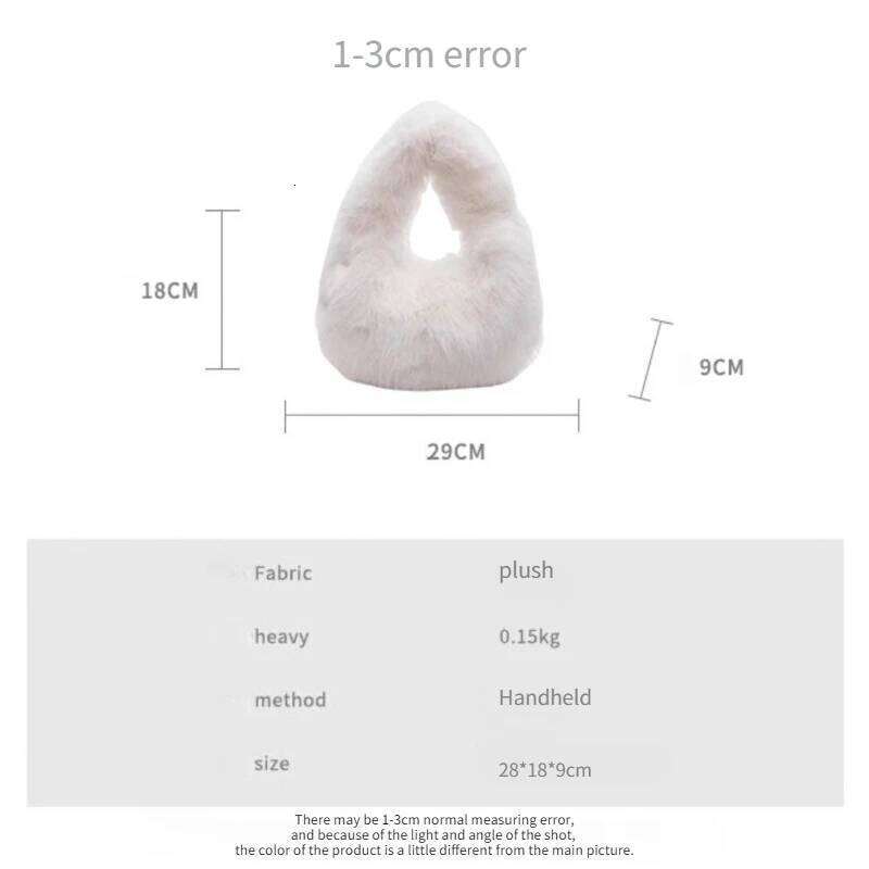 Soft Plush Women's Small Handbags Simple Faux Fur Female Fluffy Clutch Purse Winter Fashion Furry Tote Solid Color Shoulder Bags