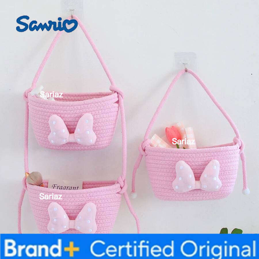 Sanrio Cute Cartoon Storage Baskets Woven Cotton Rope Desktop Jewelry Cosmetics Snacks Sundries Key Kid Toys Organizer Bins H260129 H260129