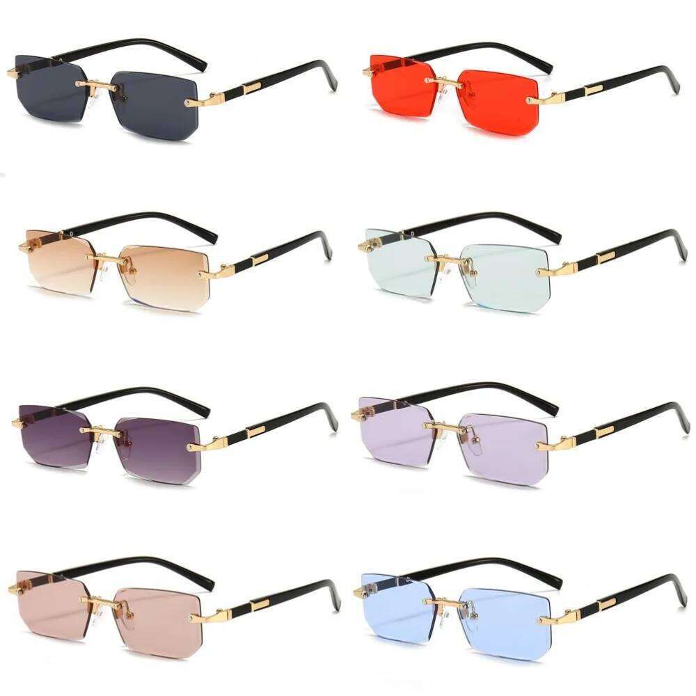 Square Goggles Designer Shades Rimless Sunglasses For Unisex Summer Fashion Beach H260129