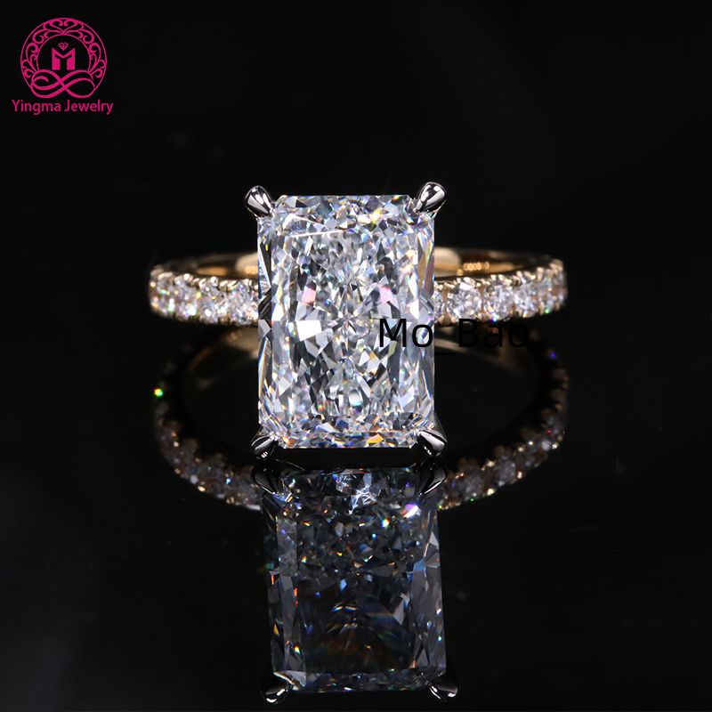 IGI Certified Wedding Engagement Ring 14K Solid Yellow Gold and Platinum D VVS 5 Carats Radiant Cut Lab Grown Diamond Ring