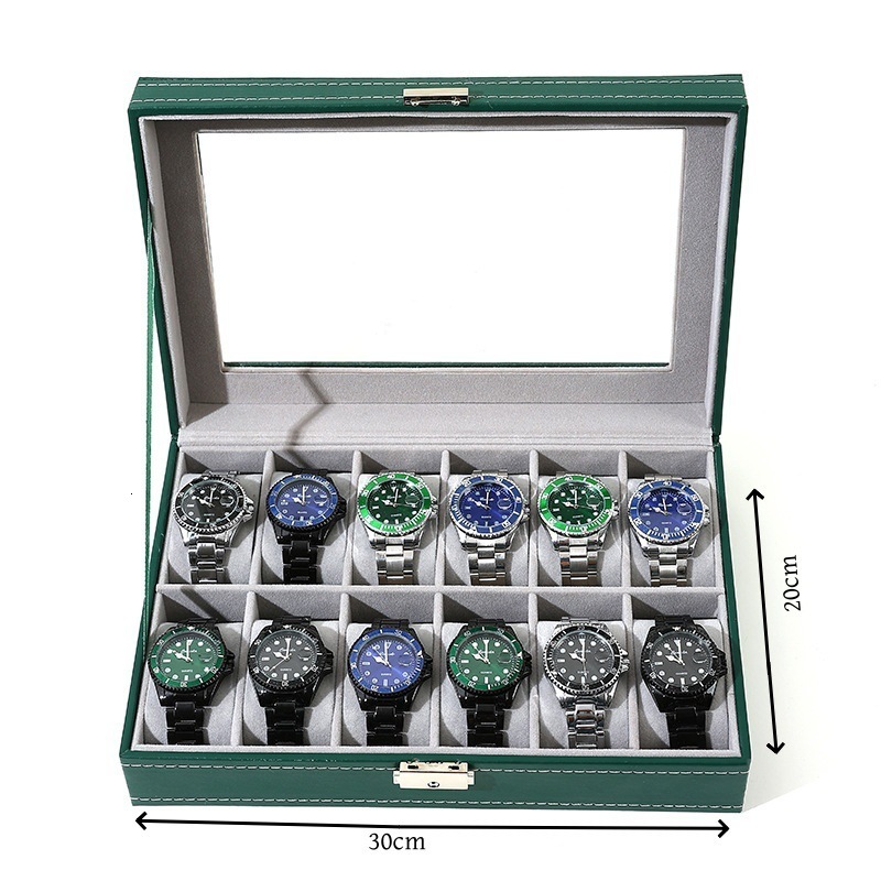 Watch Box PU Leather 6/10/12/20 Girds Watch Case Storage Box Watch Holder Box Organizer Watch Display Box 240425