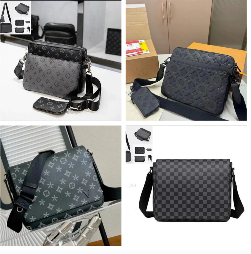 Handbags Men Leather TRIO Messenger Bags Luxury Shoulder Bag Make up Bag Designer Handbag Tote Man's bag