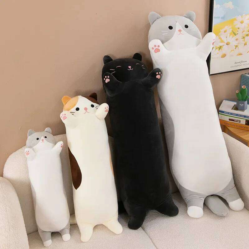 110cm Kawaii Cute Soft Long Cat Toy Office Pillow Cushion Back Bed Decoration Plush Doll Gift for Friends and Lovers Y260128