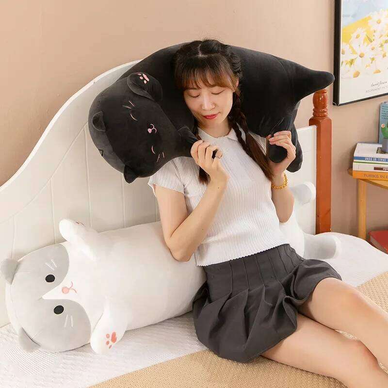 110cm Kawaii Cute Soft Long Cat Toy Office Pillow Cushion Back Bed Decoration Plush Doll Gift for Friends and Lovers Y260128