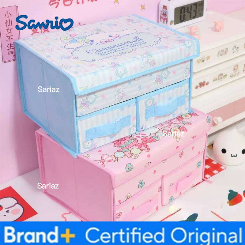 Sanrio Anime Hellokitty Storage Kawaii Kuromi My Melody Cinnamoroll Large Foldable Toy Bedroom Clothes Drawer Organizer Box H260129