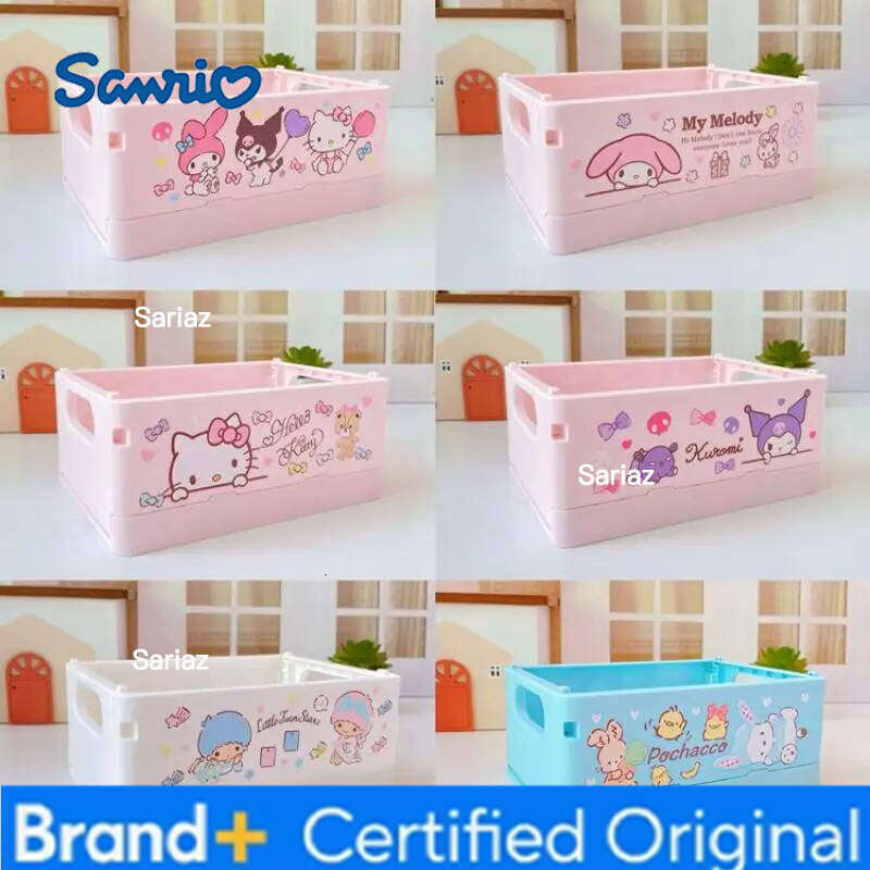 Sanrio Desk Hello Kitty Basket Chibawa Foldable Stackable Cosmetic Organizer Girl's Desktop Storage Box H26012911
