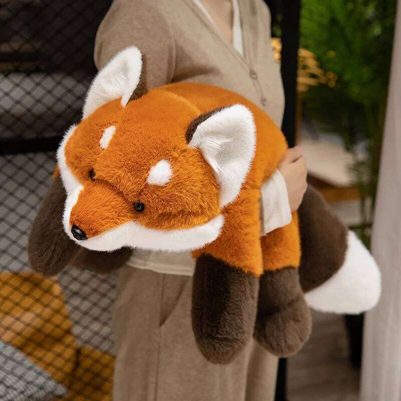 30-60cm New Kawaii Fox Plush Toys Cartoon Stuffed Animal Lovely Soft Cuddly Baby Plushie Doll Lie Prone Toy for Girls Gift Decor Y260128