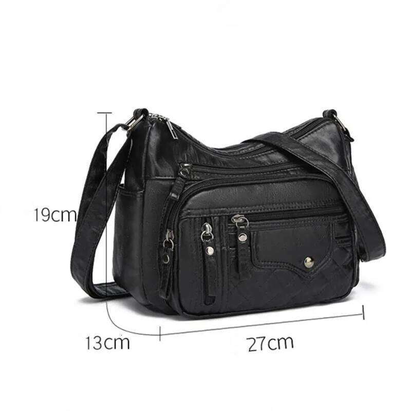 Fashionable Four Seasons Soft Leather Pocket Cross Bags, Multi Layer Zipper Pouch Single Shoulder Bag for Women Daily Use XJ260129