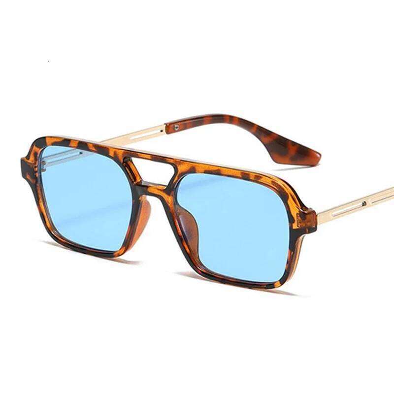 Small Frame Square Sunglasses Woman Brand Designer Fashion Luxury Sun Glasses Female Vintage Hollow Leopard Blue Oculos De Sol H260129