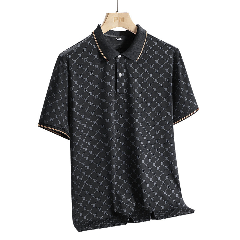 Luxury Brand Designer Clothes Men's Summer New Ice Silk Lightweight Breathable Seamless Polo Shirt Half Short Fashion Turn-Down Collar Trendy Bus