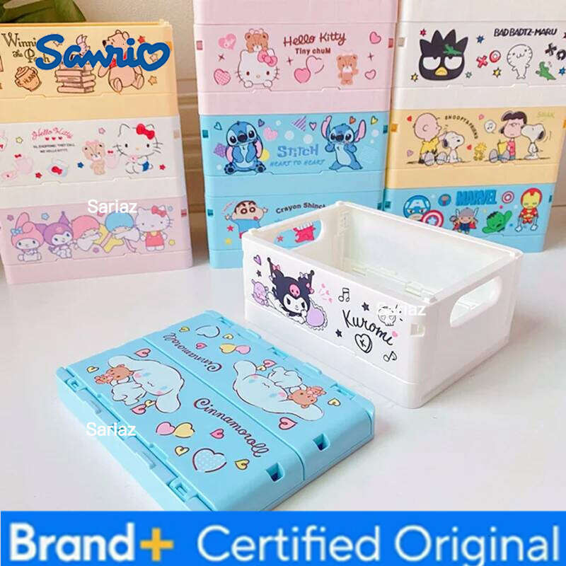 Sanrio Kawaii Hello Kitty My Melody Kuromi Cinnamoroll Box Foldable Stackable Cosmetic Organizer Desktop Storage H260129