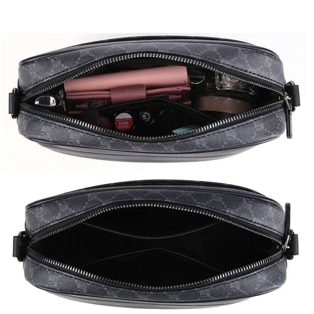 Luxury Business Shoulder for Men Design Plaid PU Leather Messenger Crossbody Casual Zipper Small Square Sling Bag