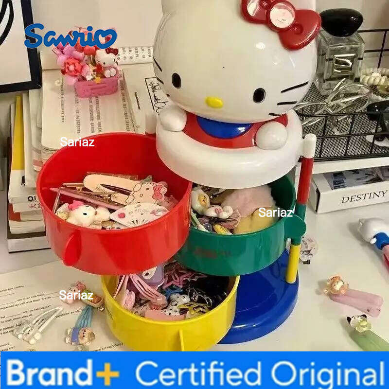 Sanrio Large 3-Layer Rotating Storage Box High Quality Cosmetic Jewelry Dresser Desktop Organizer for Hello Kitty H260129