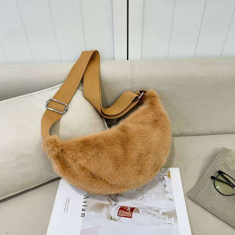 Soft Plush Shoulder Underarm Fluffy Solid Color Bags Purse Autumn Winter Handbag Women Lady Fashion Storage Pouch 2025 New