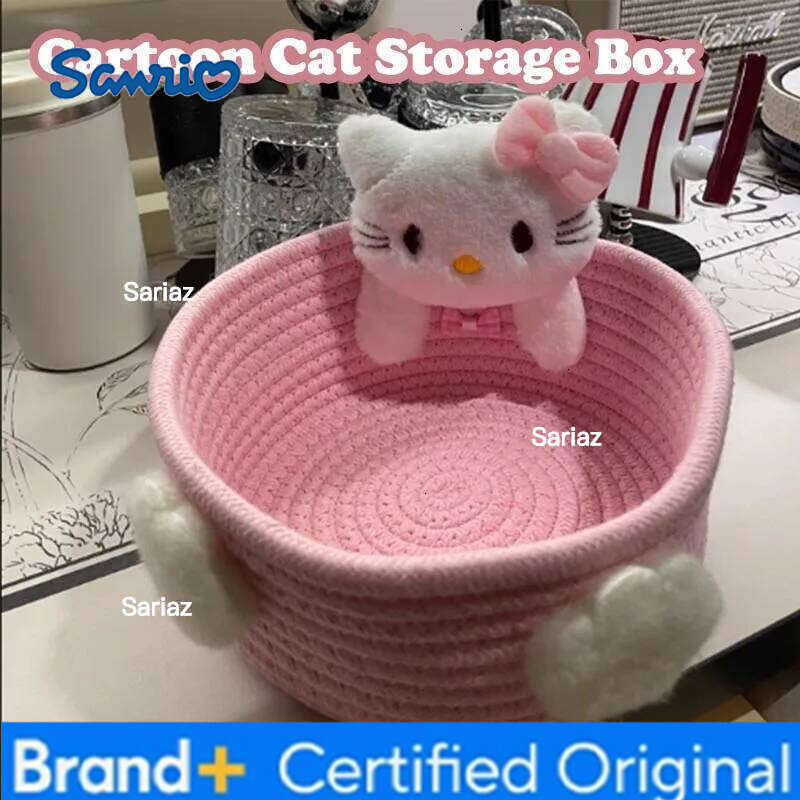 Sanrio Cute KT Cat Shaped Storage Basket Kawaii Desktop Organizer for Snacks Cosmetics Girls Room Pastel Home Decor H260129 H260129