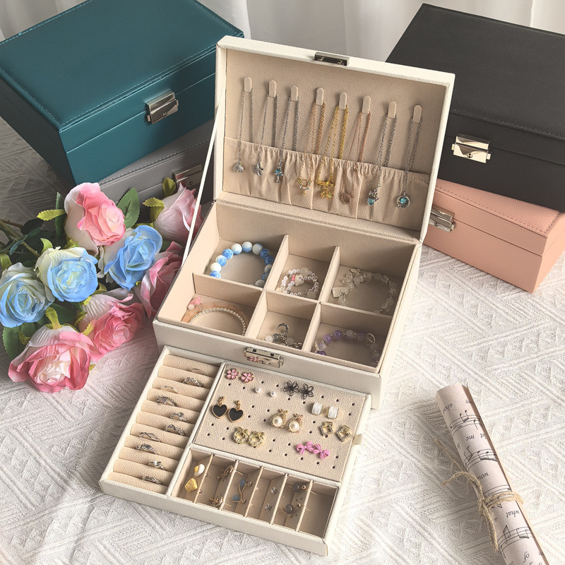 Multi-layer Jewelry Storage Box High-end Necklace Storage Light Luxury Home Gift Box Leather Jewelry Gift Box231117bj