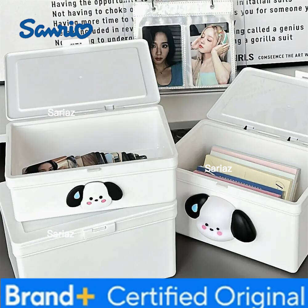 Sanrio White Flip Cover Card Out Hand Account Material Dust-Proof Storage Desktop Stationery Organizing Box H260129