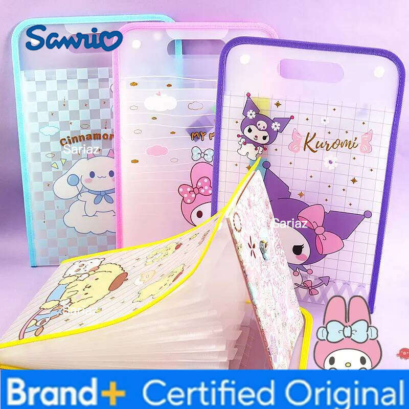 Sanrio Exam Papers 12 Grids File Folder Document Bag Cute Kuromi Pachacoo Melody A4 Portable Storage Organ B H260129