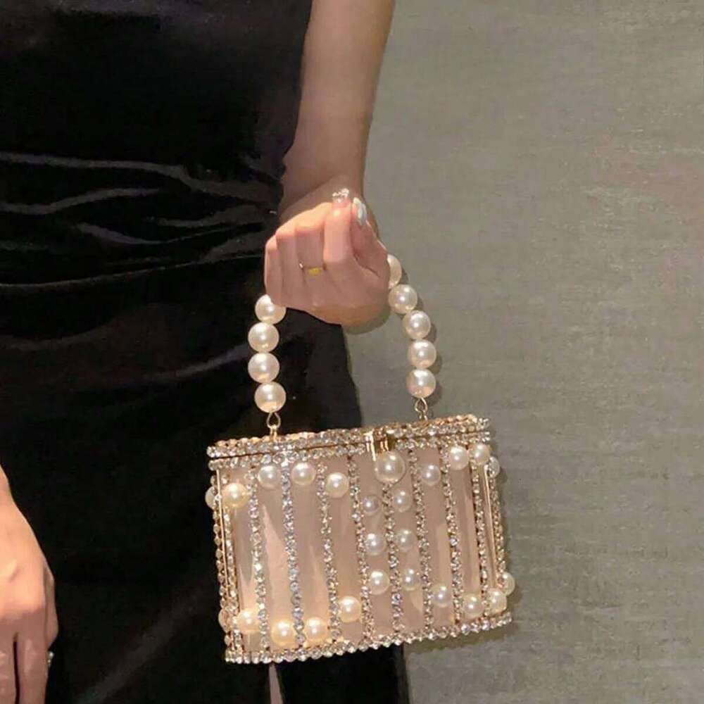 JIOMAY Luxury 2025 Women'S Bridal Wedding Purse Party Prom Rhinestone Pearl Woven Crossbody Bag Fashion Evening Bags - view 3