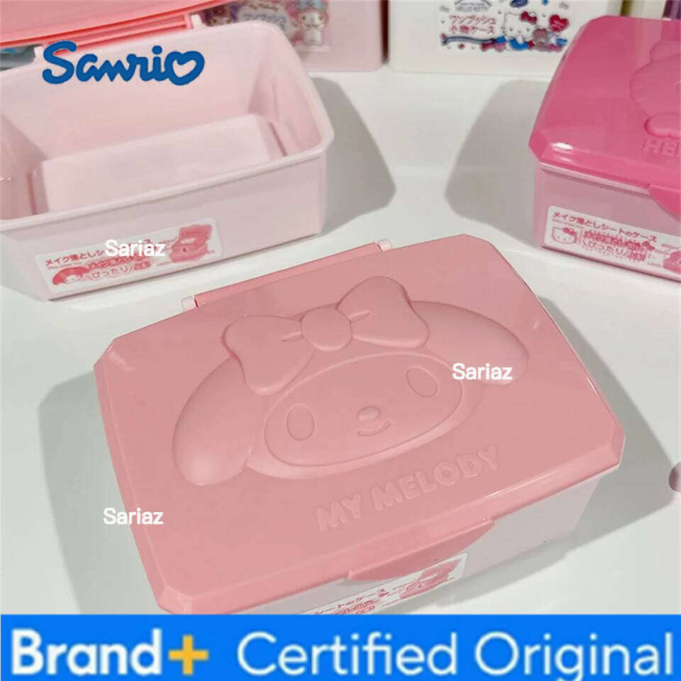 Sanrio Hello Kitty Melody Storage Box Cartoon Kt Cat Flip Cover Swabs Cotton Pads Stationery Sticker Organisation Gifts H260129 H260129