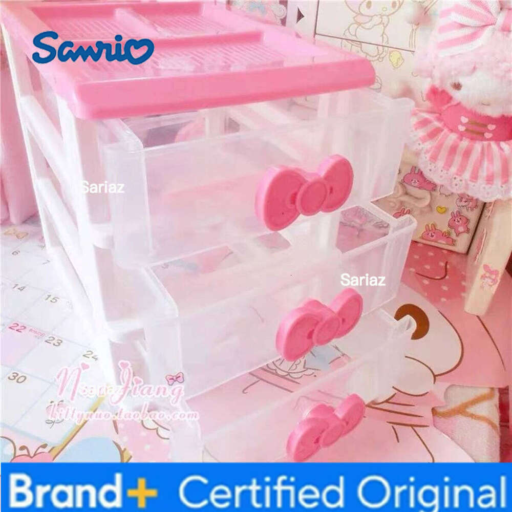 Sanrio Kawaii Pink Desktop Plastic Drawer, Pen Holder, Student Cosmetic Storage Box, Home Organizer Container H260129
