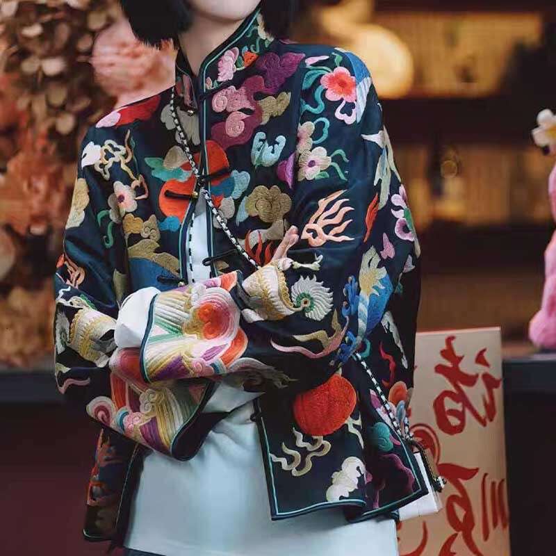 In Stock Unique New Embroidered Jacket Chinese Young Style Improved Tang Suit Women's Autumn Winter Top LEEGO LENS - view 3